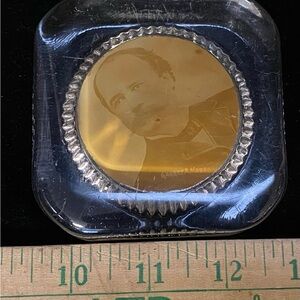 Antique 1897 Glass Paperweight with 24th Vice President Garret Hobart